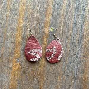 Elegant Brown Teardrop Earrings made from boots!